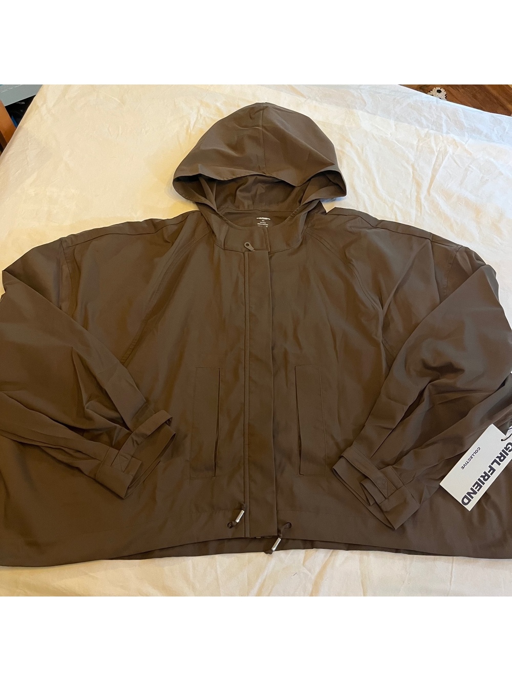 Girlfriend Collective Heidi Cropped Hooded Jacket Windbreaker 5XL Demeter Brown